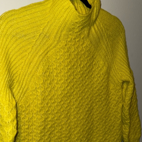 Anthropologie Bia Sweater Women's Medium Yellow Alpaca Wool Blend Cable Knit XS - Picture 7 of 12